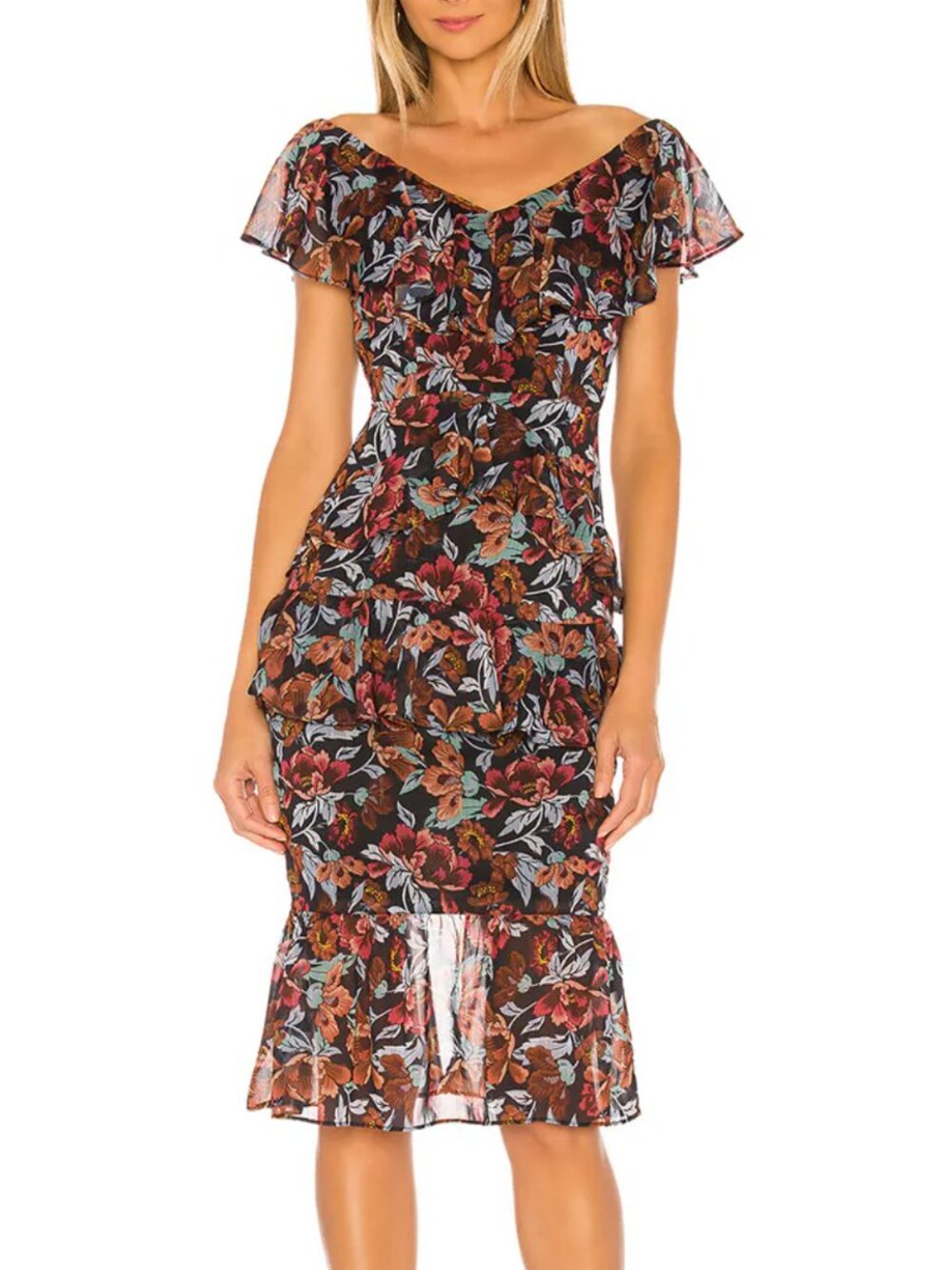 Majorelle Tina Midi Dress in Winter Multi - Size XS